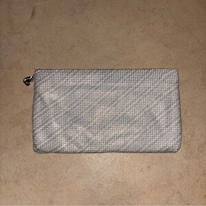 Vintage Whiting & Davis Extremely Rare Silver Metal Mesh Zip Clutch Pouch